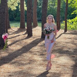 ASOS pink silk dress